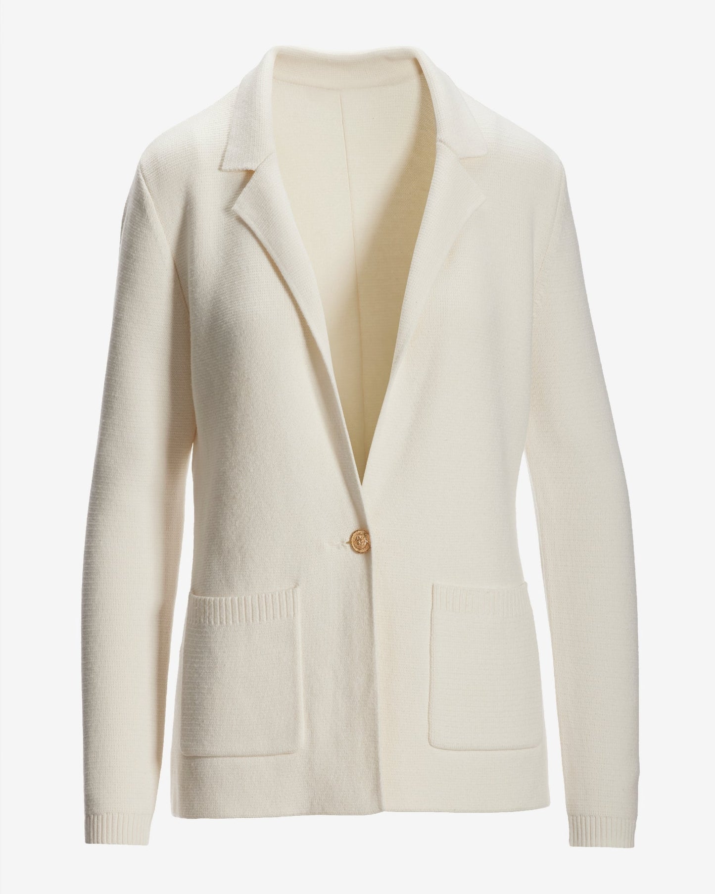 Single Button Sweater Blazer Off White