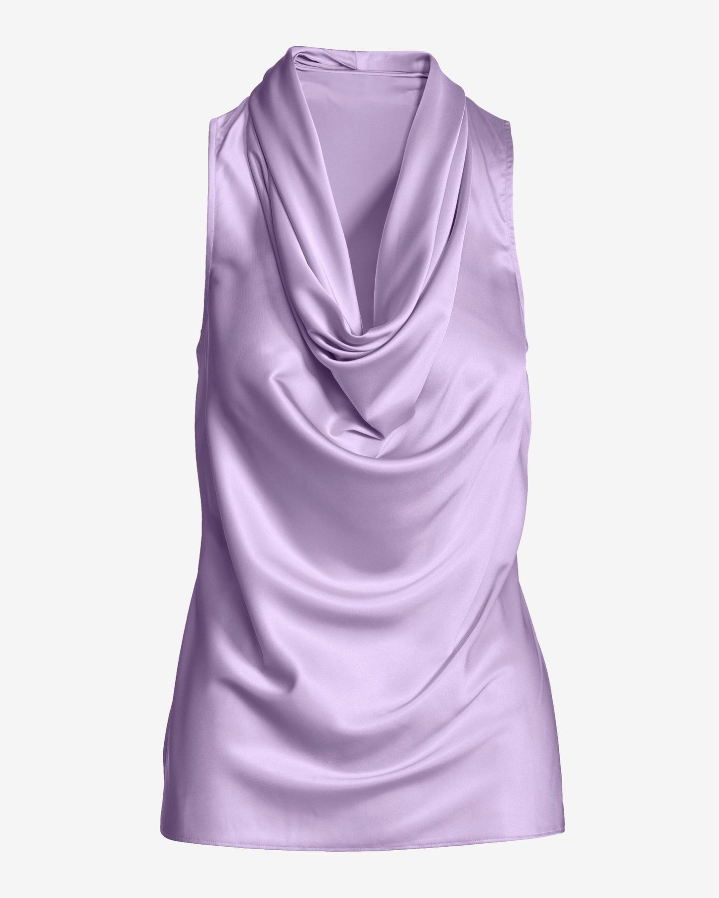 Marilyn Cowl-Neck Charmeuse Blouse Pastel Lilac