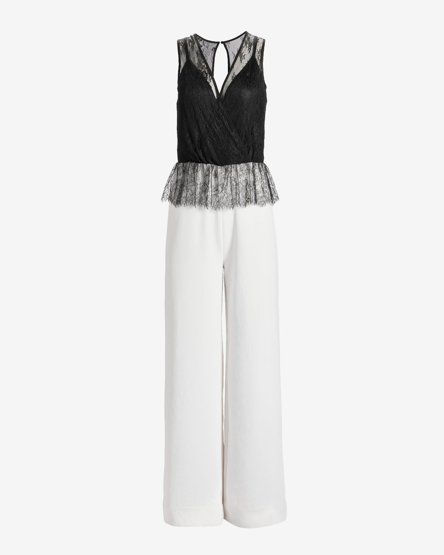 Peplum Lace Jumpsuit Black/White
