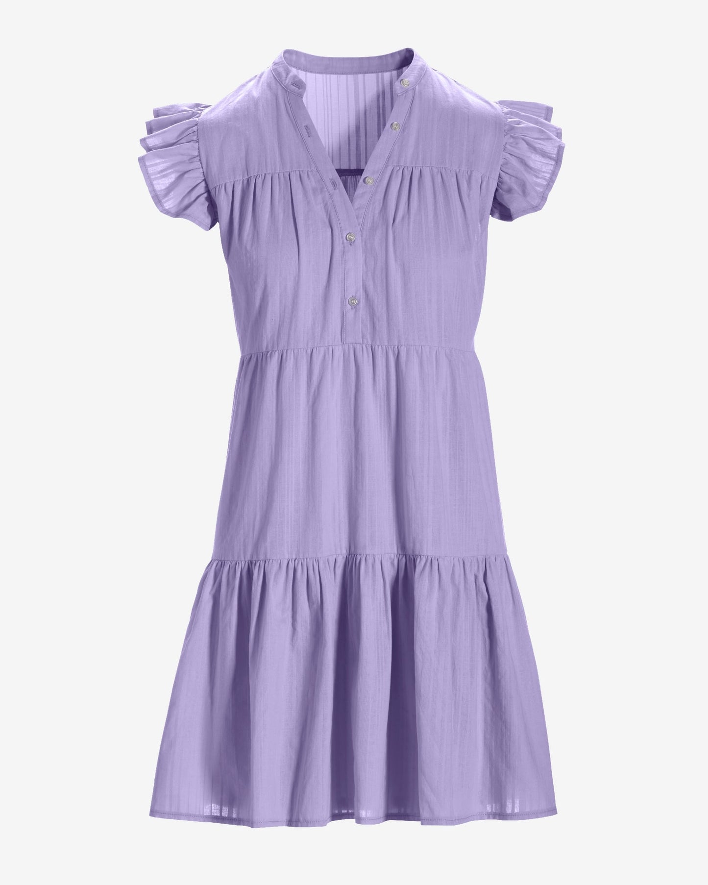 Shadow Stripe Cotton Tiered Shift Dress Lavender
