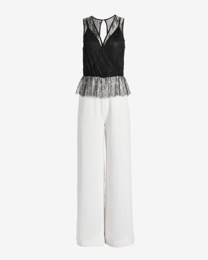 Peplum Lace Jumpsuit Black/White