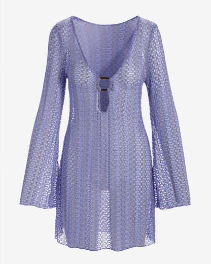 Ring Detail Crochet Coverup Lavender