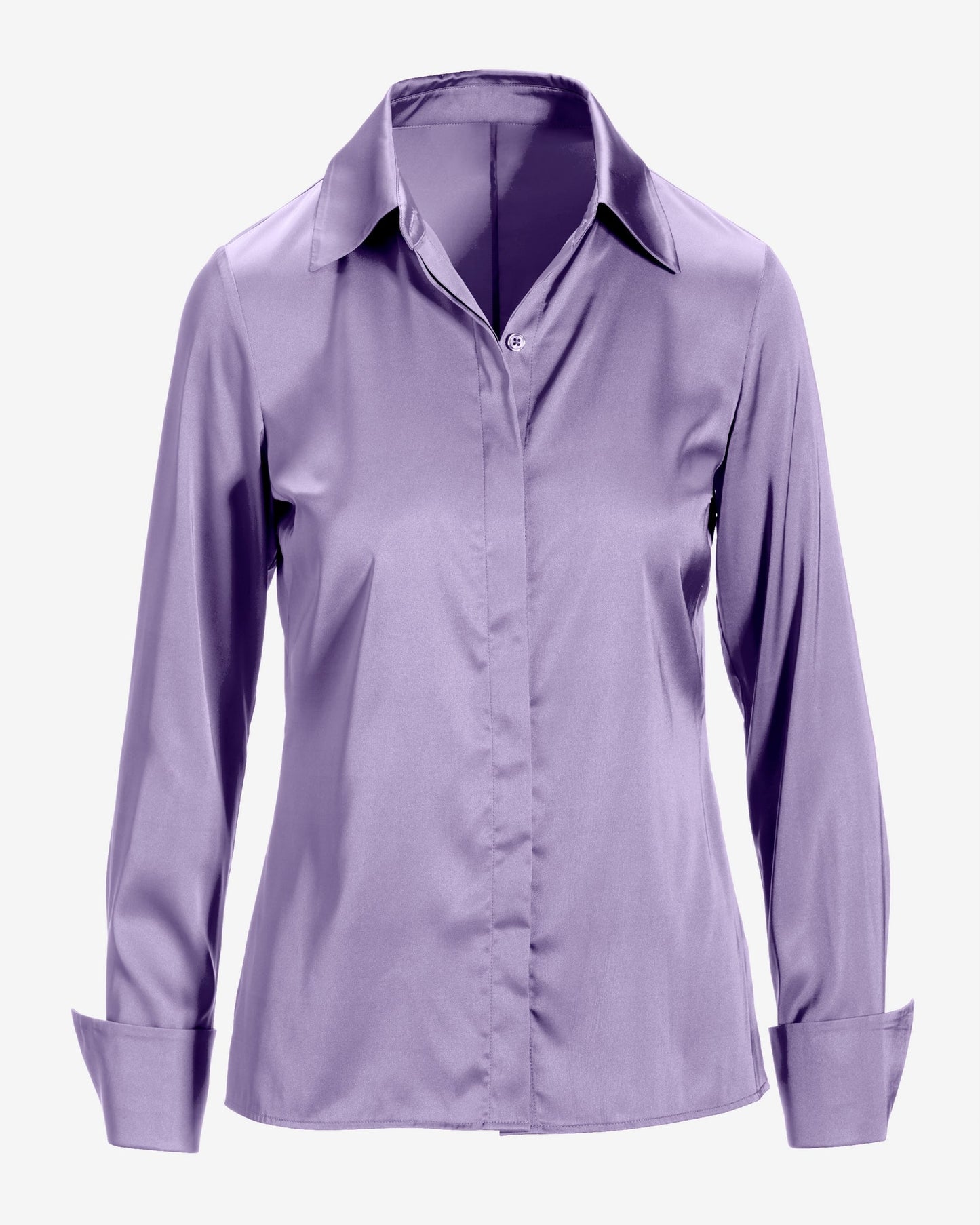 Sophia Button-Up Charmeuse Blouse Sand Verbena