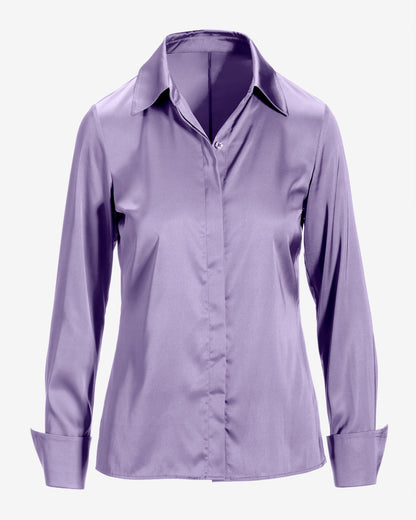 Sophia Button-Up Charmeuse Blouse Sand Verbena